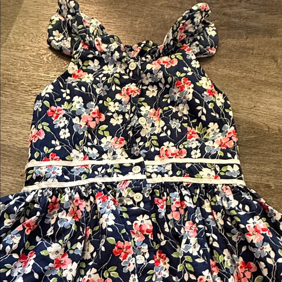 Girls' Floral Navy Ruffle Sundress - Picture 3 of 3